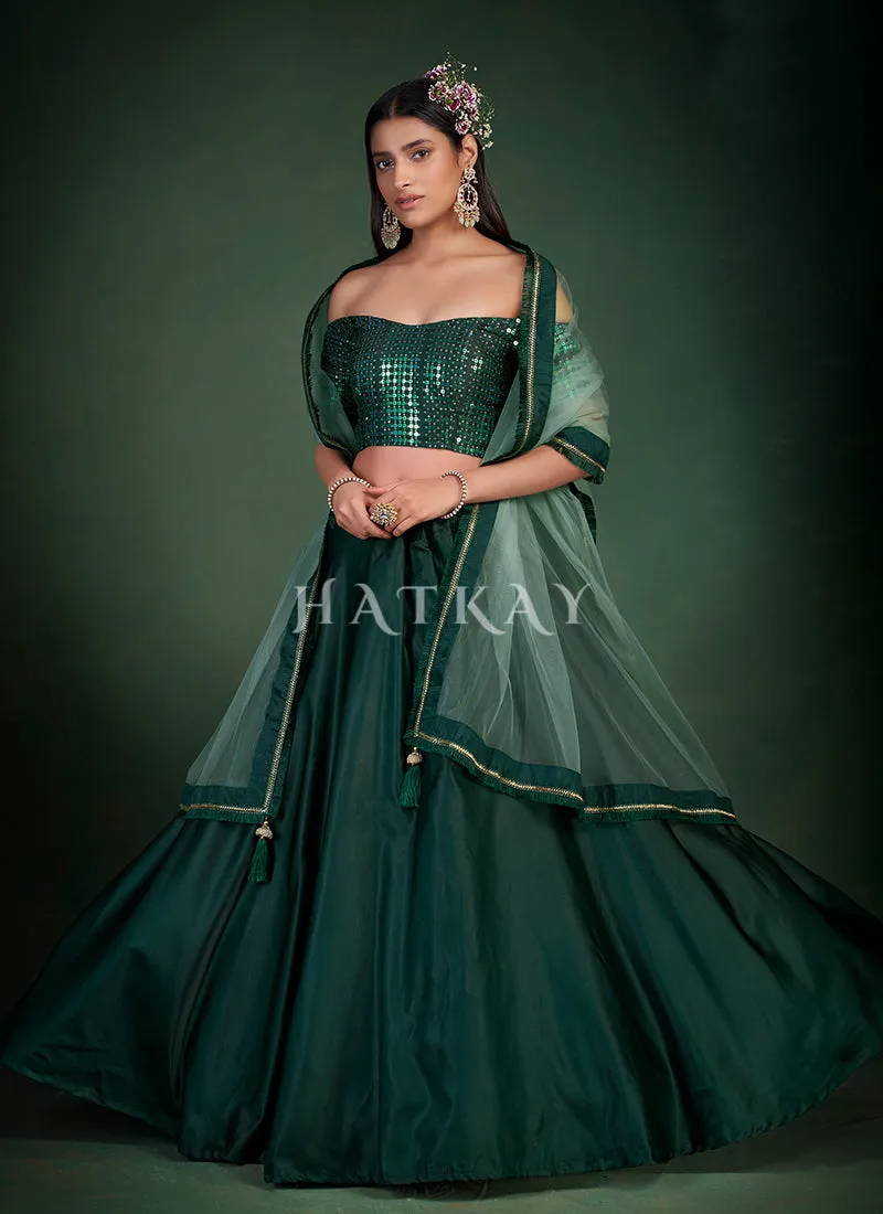 Green Sequence Embroidery Traditional Lehenga Choli