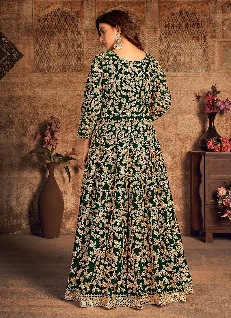 Green Two Tone Zari Embellished Wedding Anarkali Suit