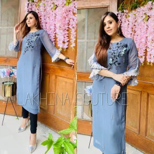 Grey Embroidered Kurti