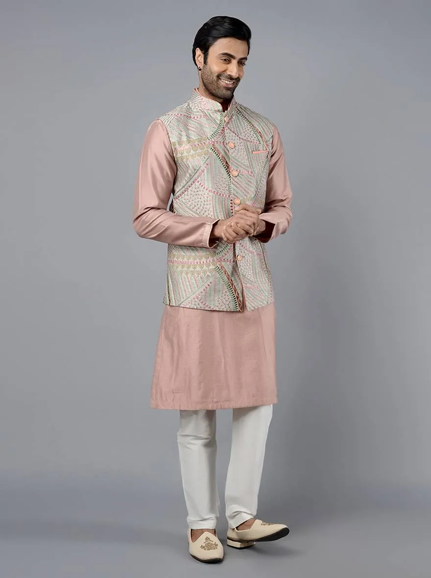 Grey Embroidered Regular Fit Bandhgala Jacket | TULA