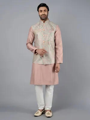 Grey Embroidered Regular Fit Bandhgala Jacket | TULA