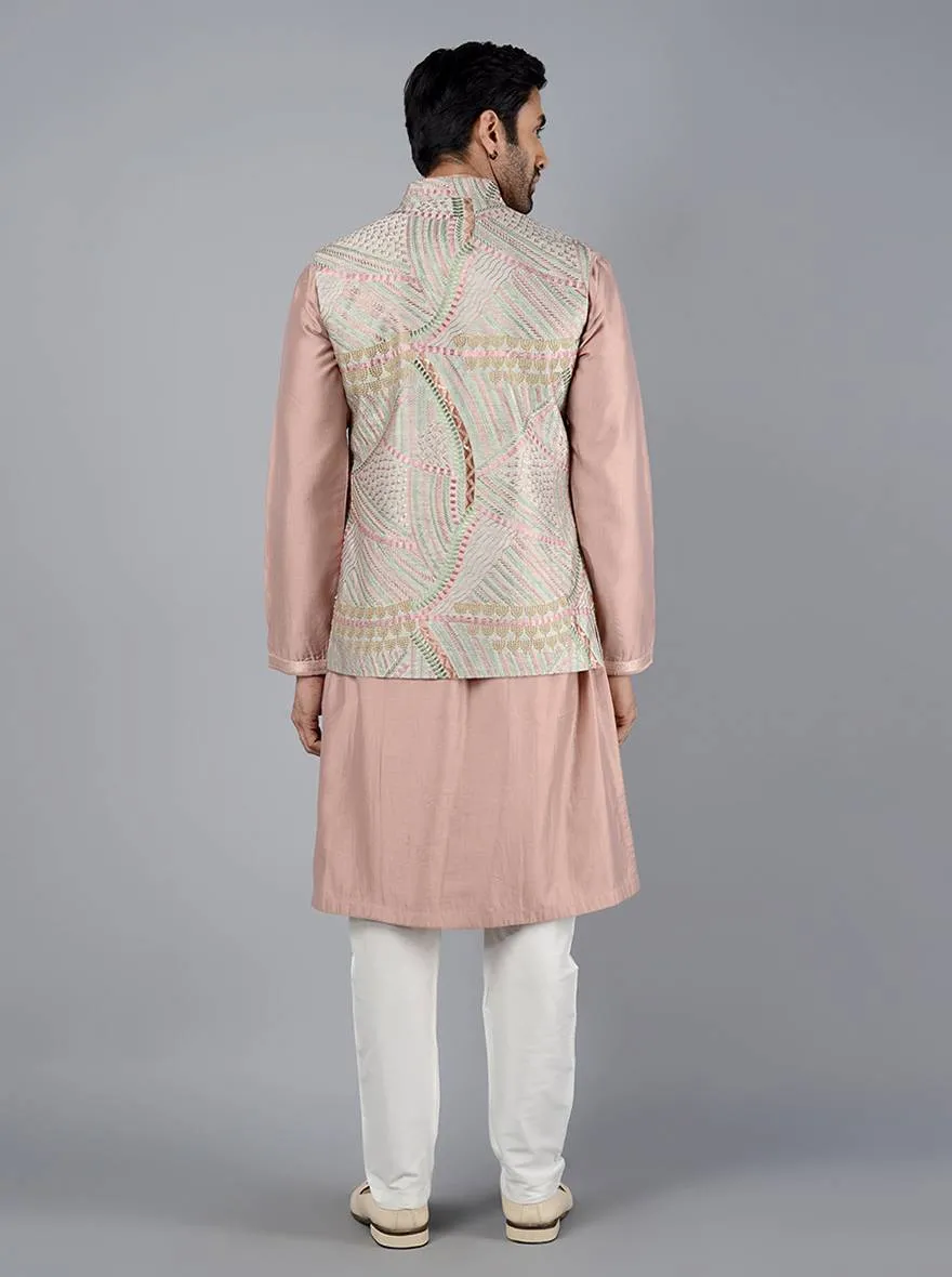 Grey Embroidered Regular Fit Bandhgala Jacket | TULA