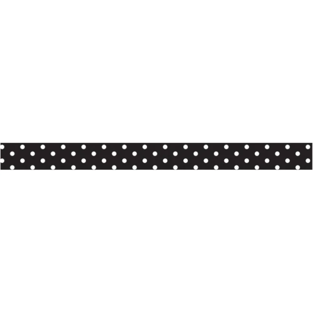 Grosgrain Ribbon - Black with White Polka Dot