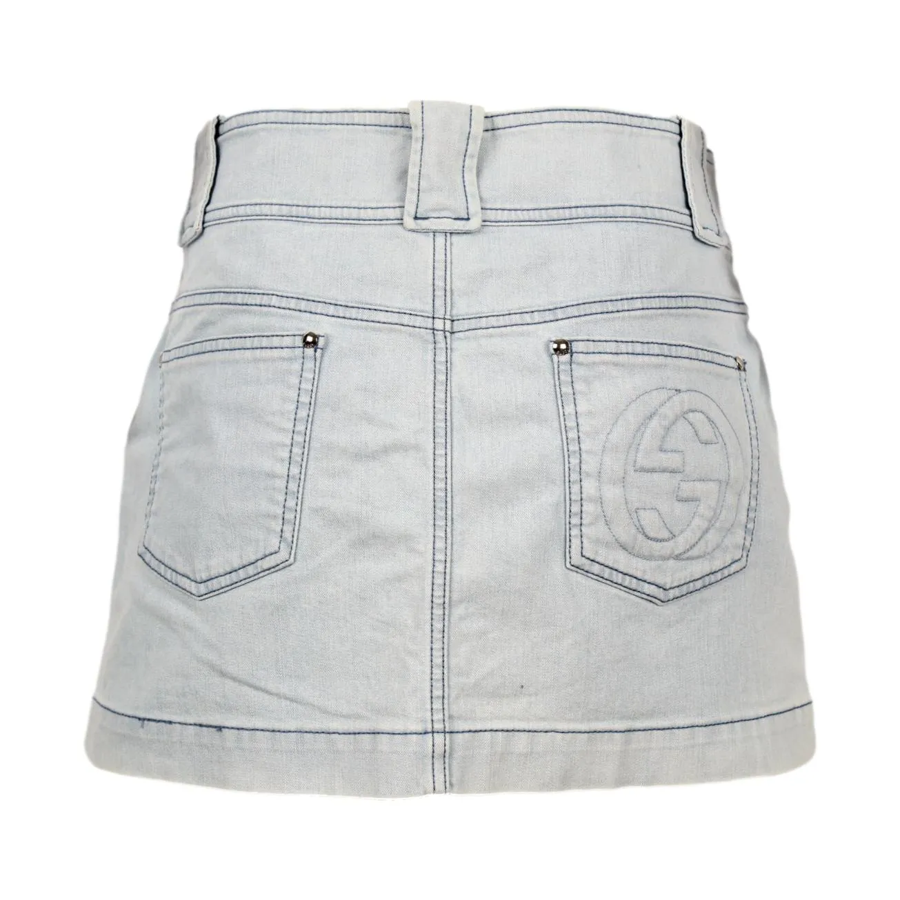 Gucci Denim Logo Mini Skirt
