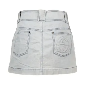 Gucci Denim Logo Mini Skirt
