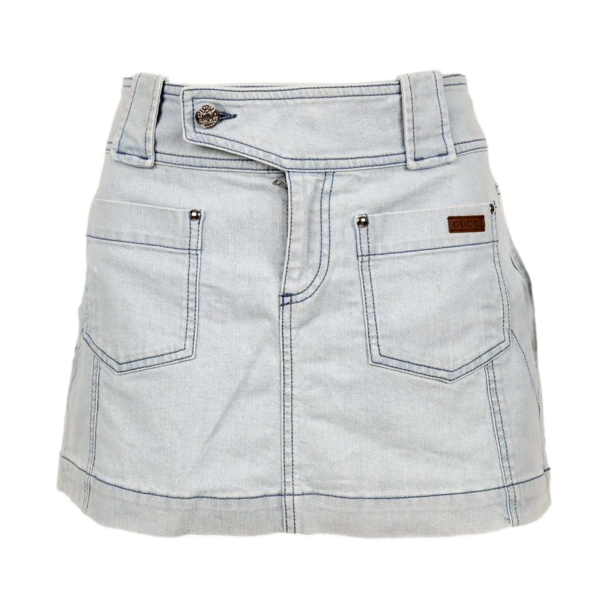 Gucci Denim Logo Mini Skirt