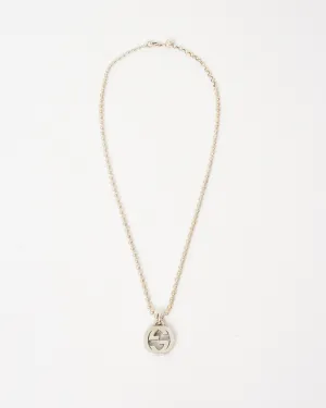 Gucci Silver Ball Chain Interlocking GG Logo Necklace