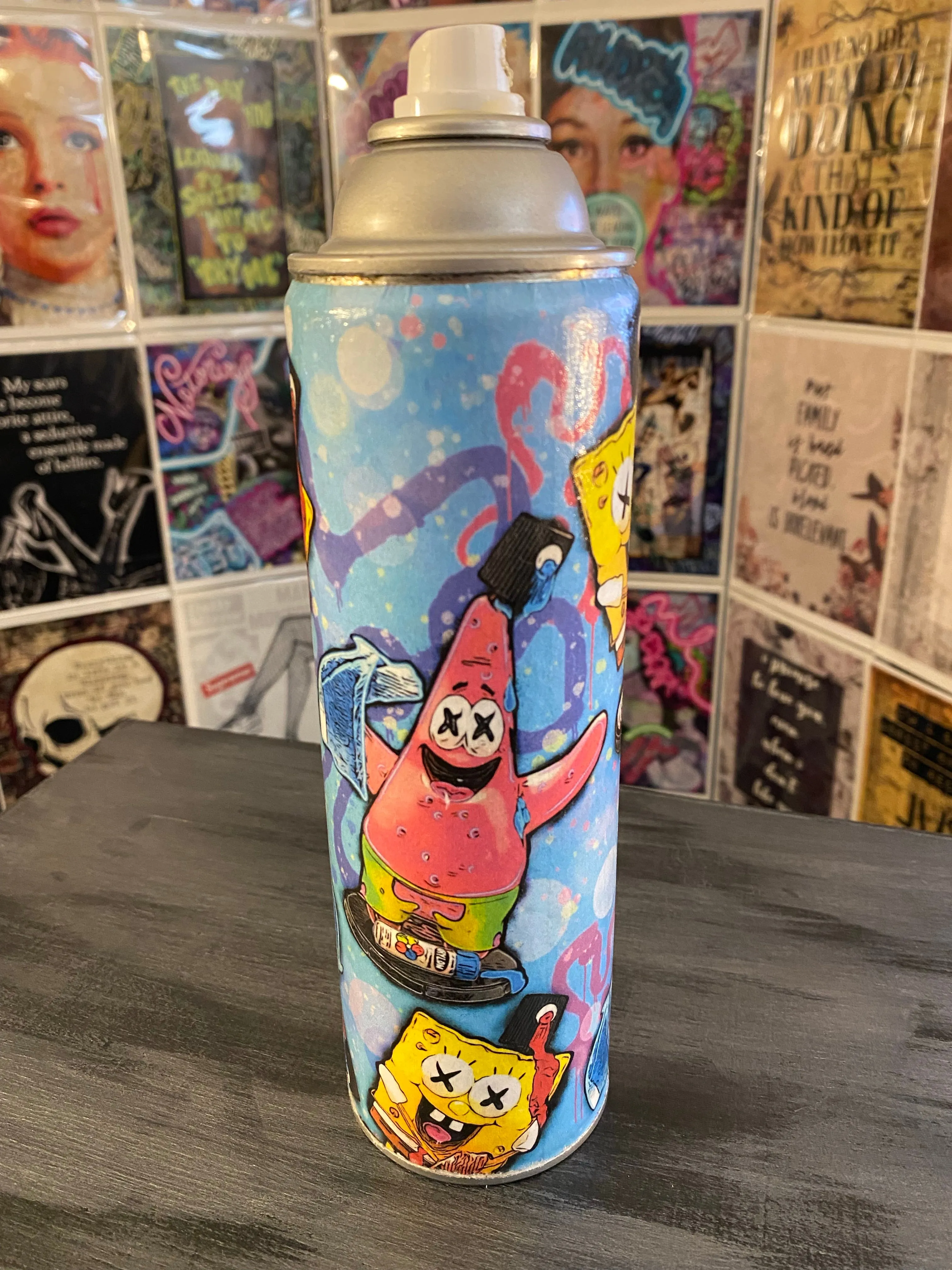 Guilty Chaos loves SPONGEBOB & PATRICK print covered spray can