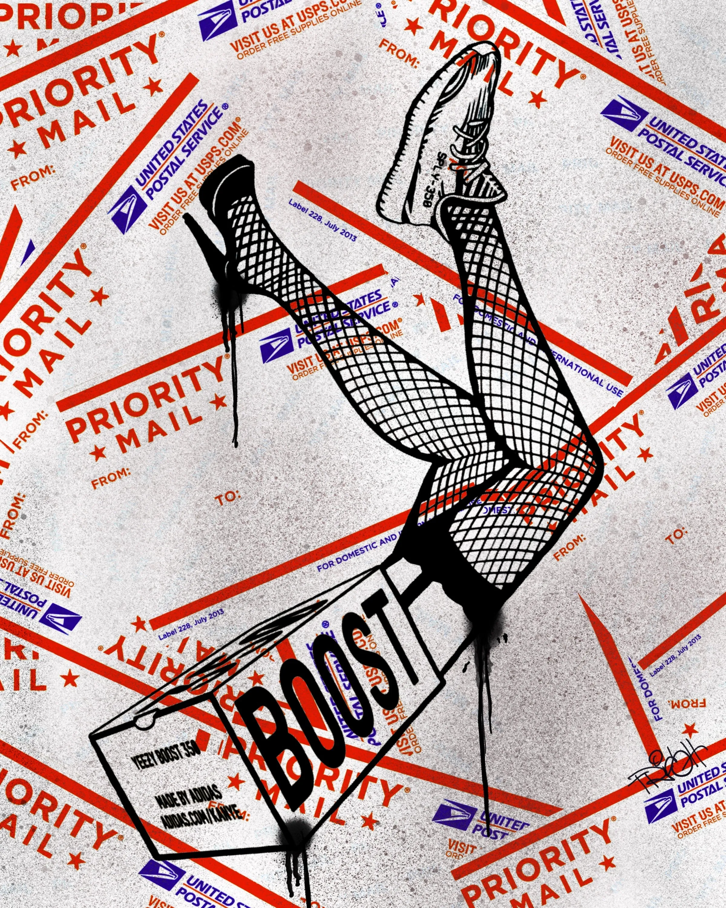 Guilty Chaos sexy Yeezy,heel slaps print covered spray can