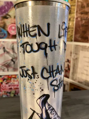 Guilty Chaos “when life gets tough, don’t quit” print covered spray can