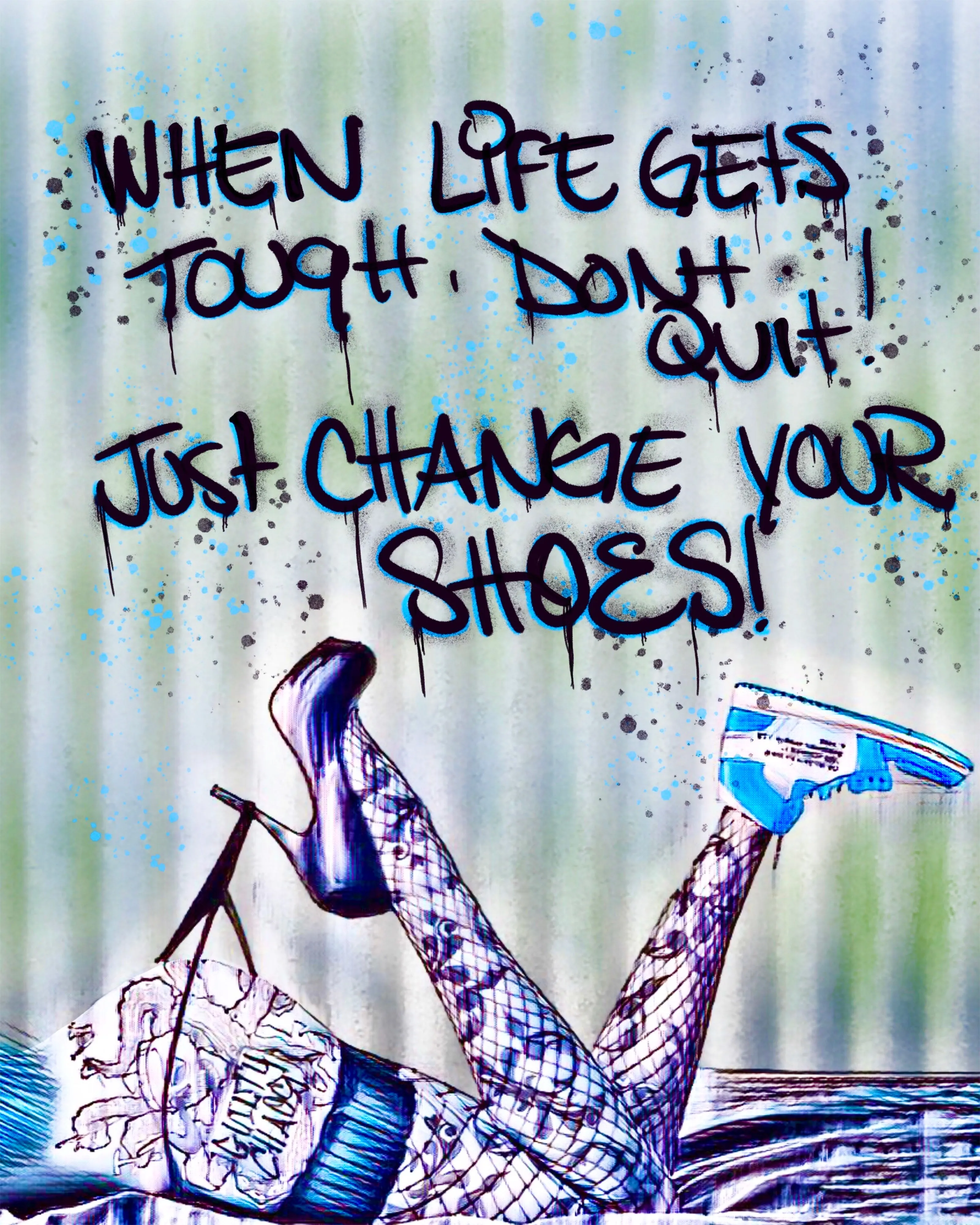 Guilty Chaos “when life gets tough, don’t quit” print covered spray can