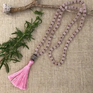 Hand Knotted Gemstones Necklace it has an Embellished Beads and Silk Tassel 310-22 | Erika Williner Designs