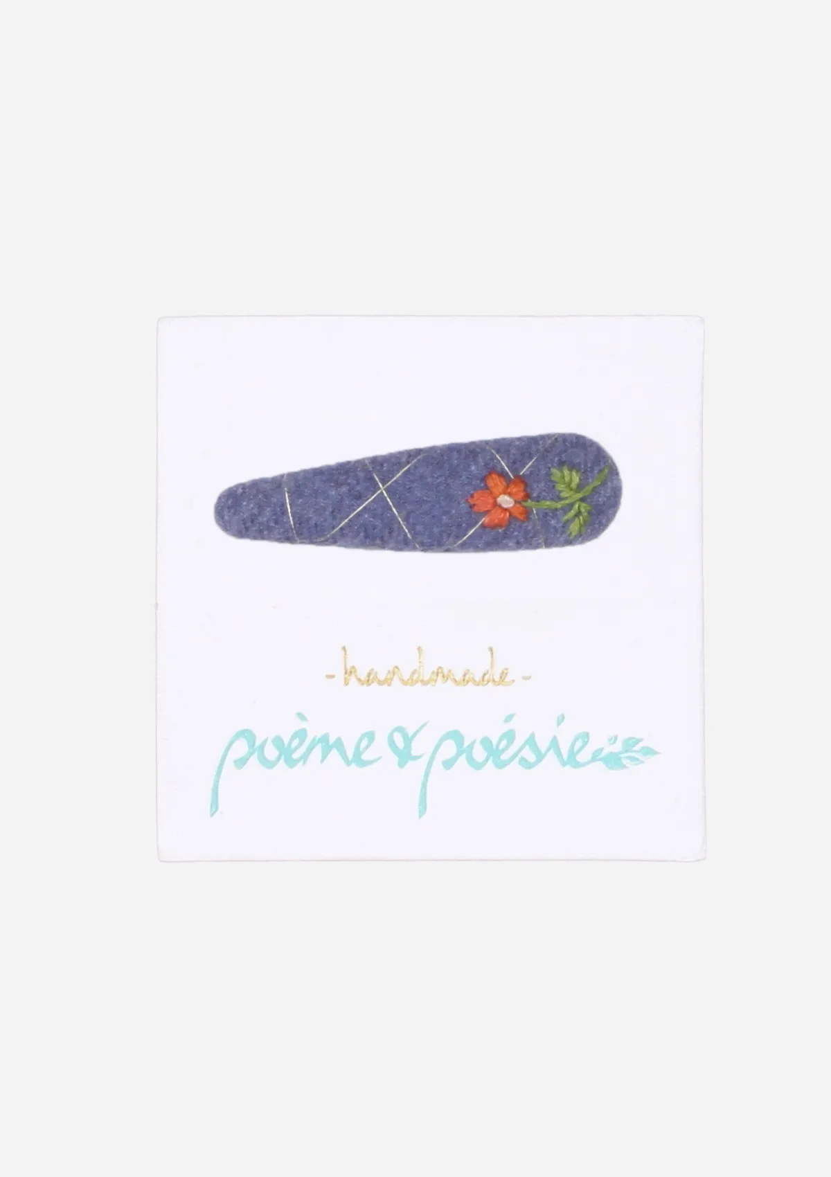 Handmade Barrette with Coral Flower, Blue