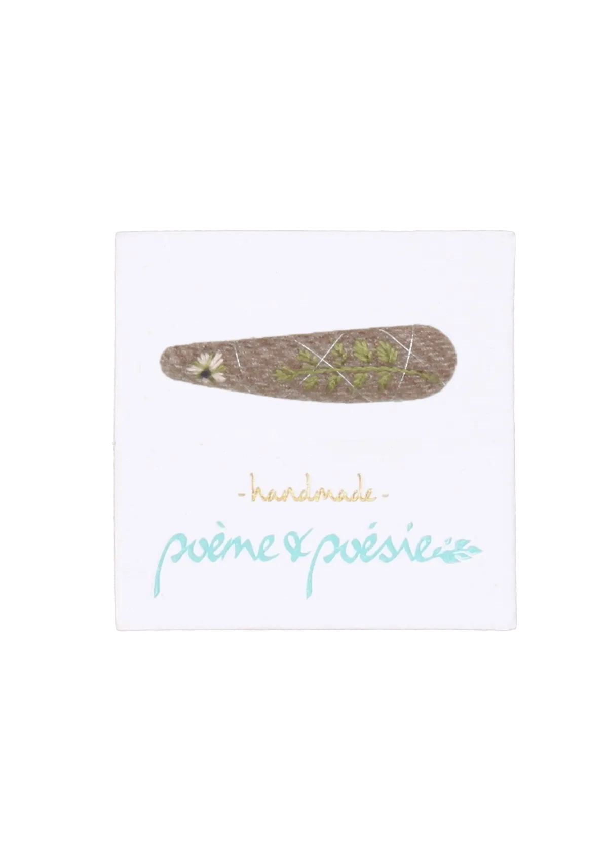 Handmade Barrette with Flower and Branch, Bark