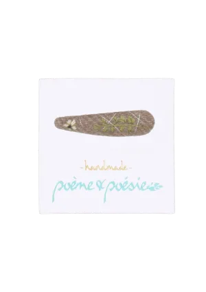 Handmade Barrette with Flower and Branch, Bark
