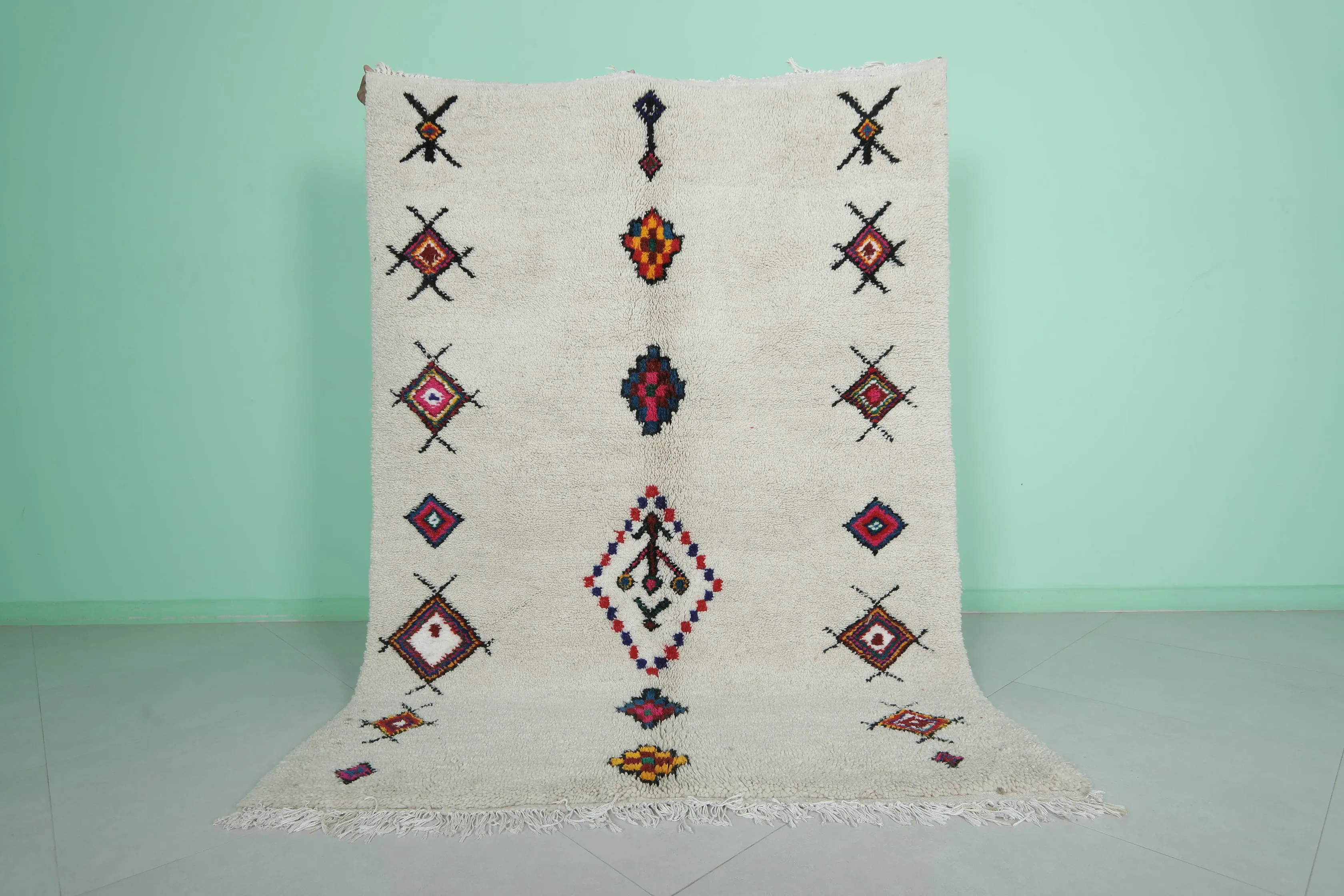 Handmade Moroccan Berber Rug - Unique Design 4.8 FT X 6.7 FT | Artisan Crafted