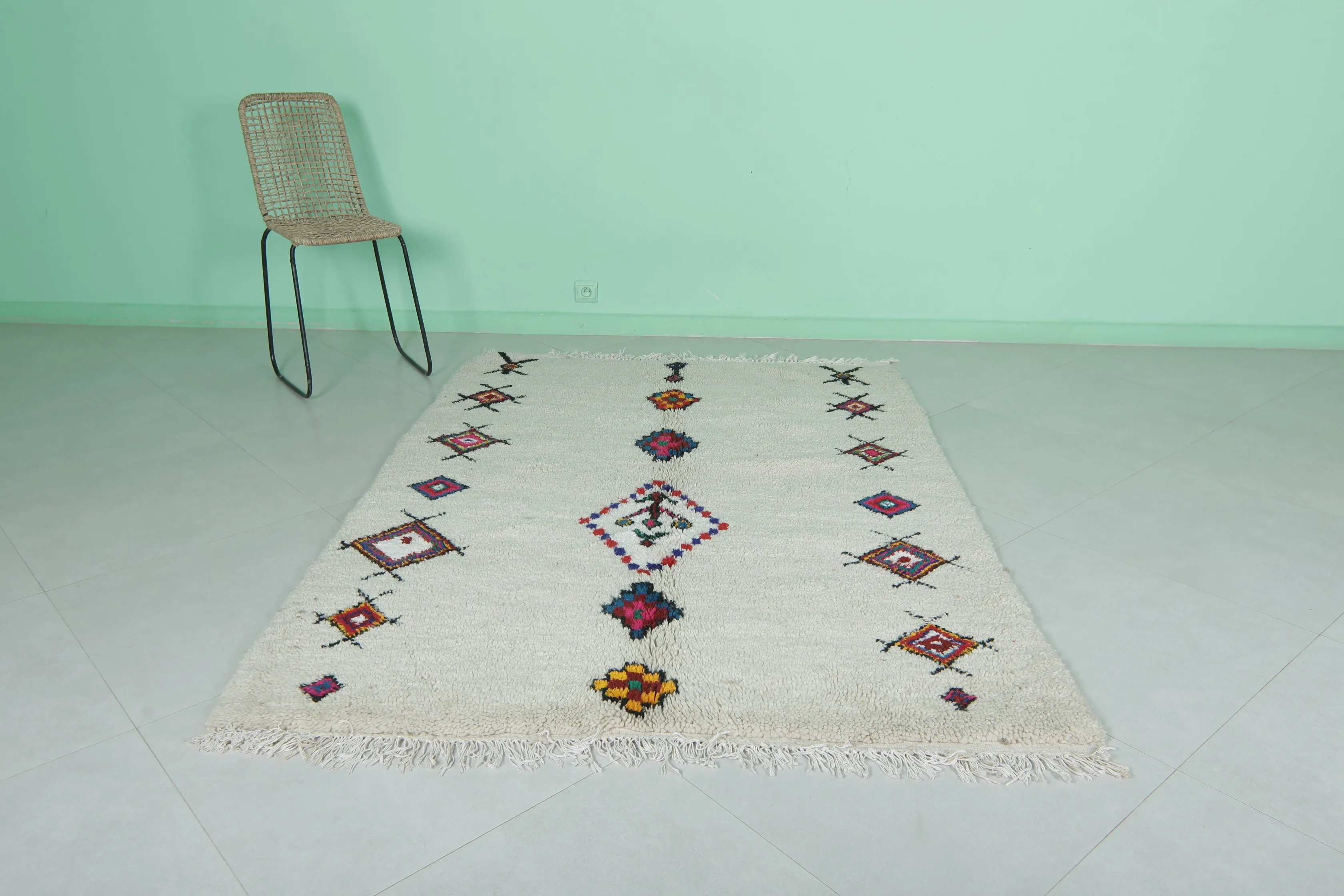 Handmade Moroccan Berber Rug - Unique Design 4.8 FT X 6.7 FT | Artisan Crafted