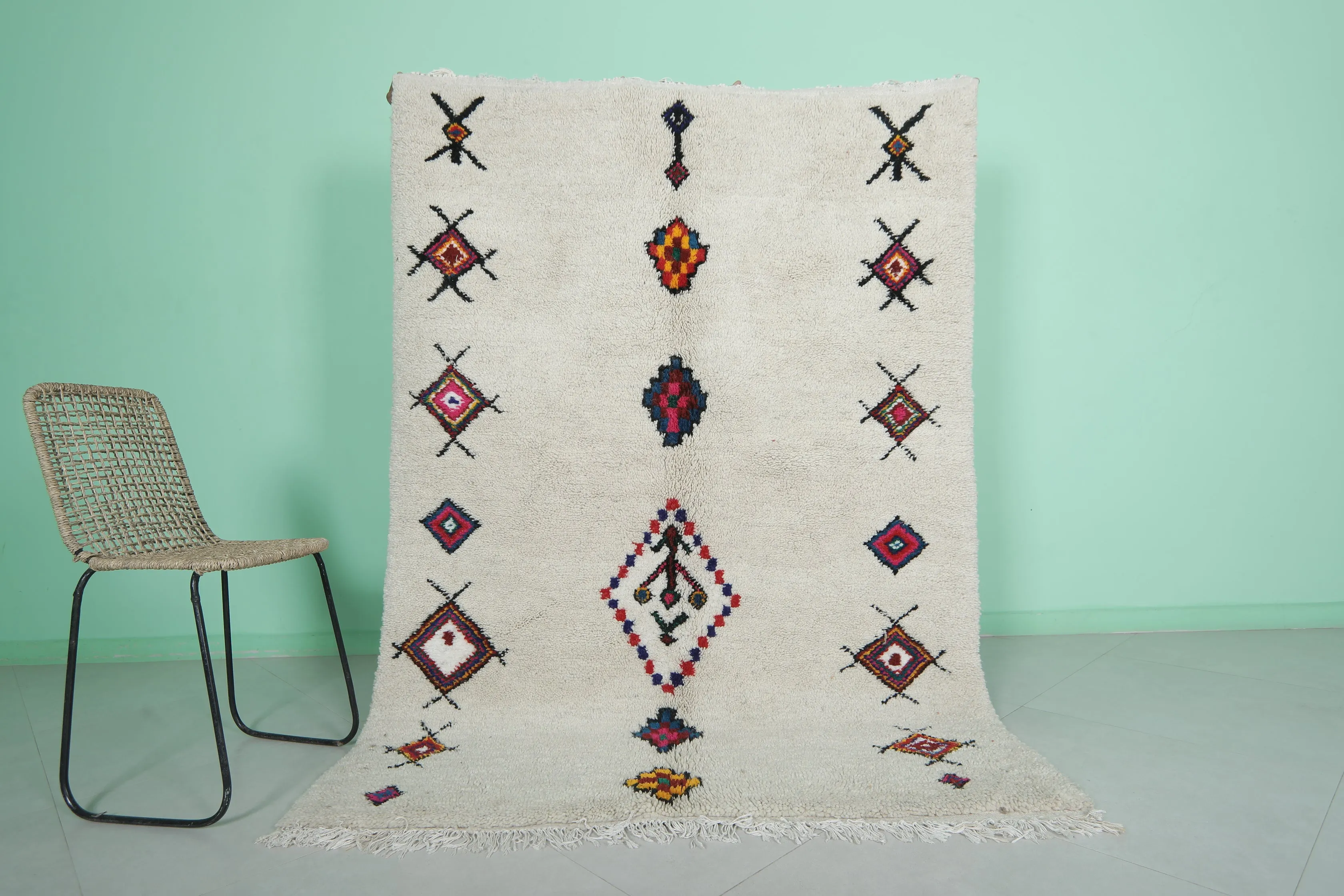 Handmade Moroccan Berber Rug - Unique Design 4.8 FT X 6.7 FT | Artisan Crafted