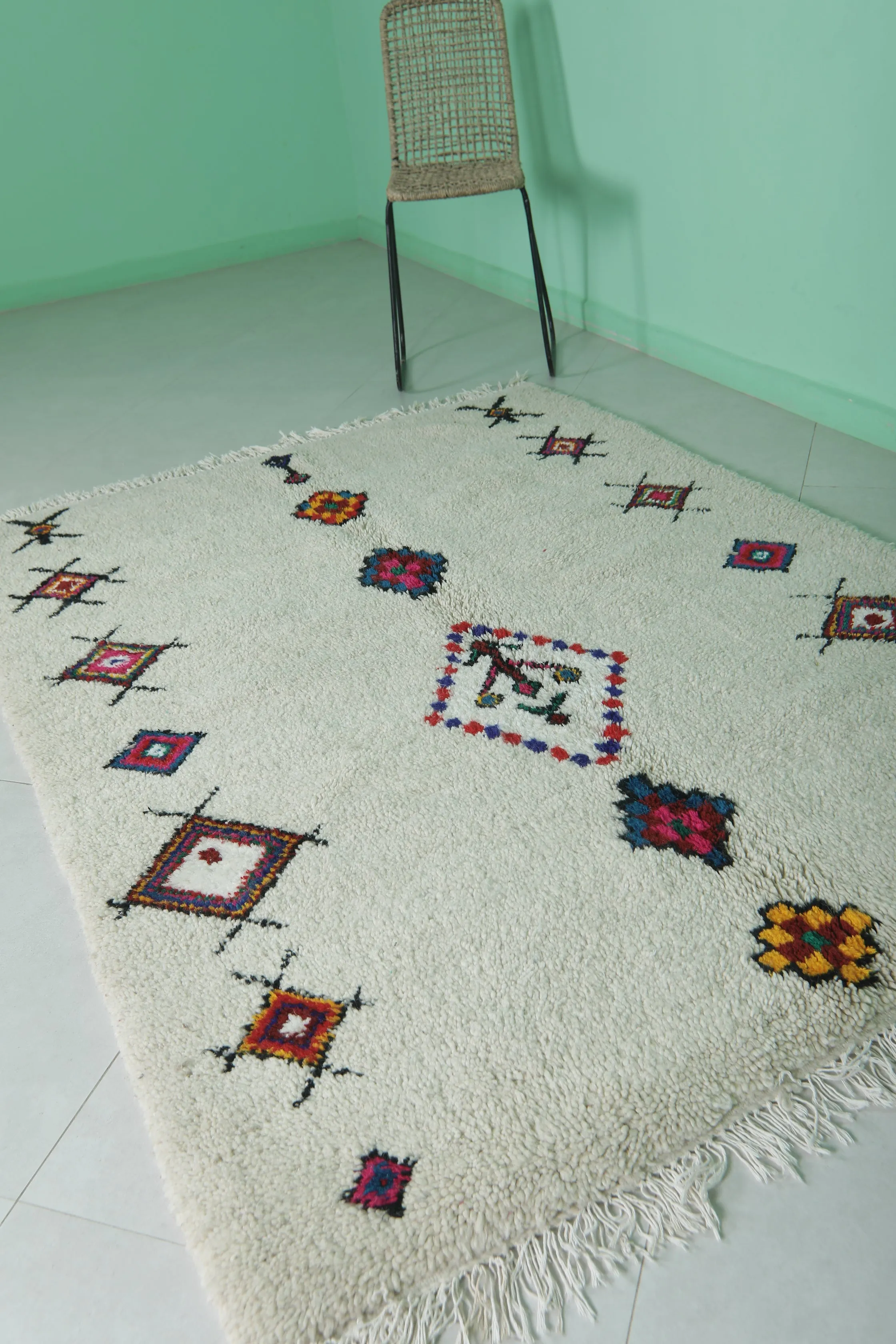 Handmade Moroccan Berber Rug - Unique Design 4.8 FT X 6.7 FT | Artisan Crafted