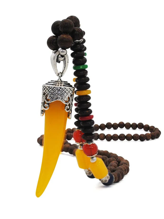 Handmade Original Ethnic Style Wooden Beads Sweater Chain Nepal Beads Accessories Literary Necklace Round Pendant Accessories
