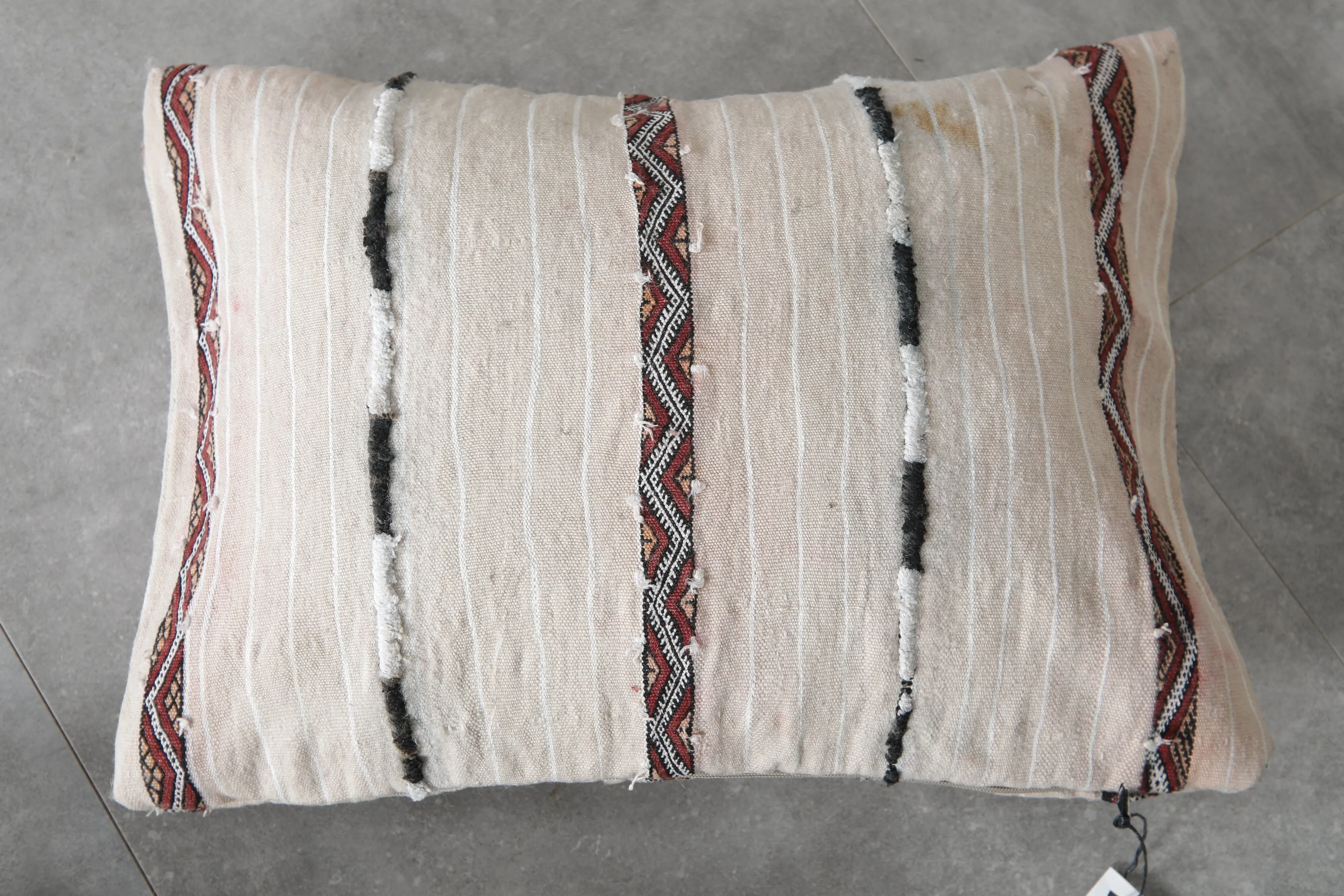 Handwoven Moroccan Striped Pillow - 15.7 x 22.4 Inches
