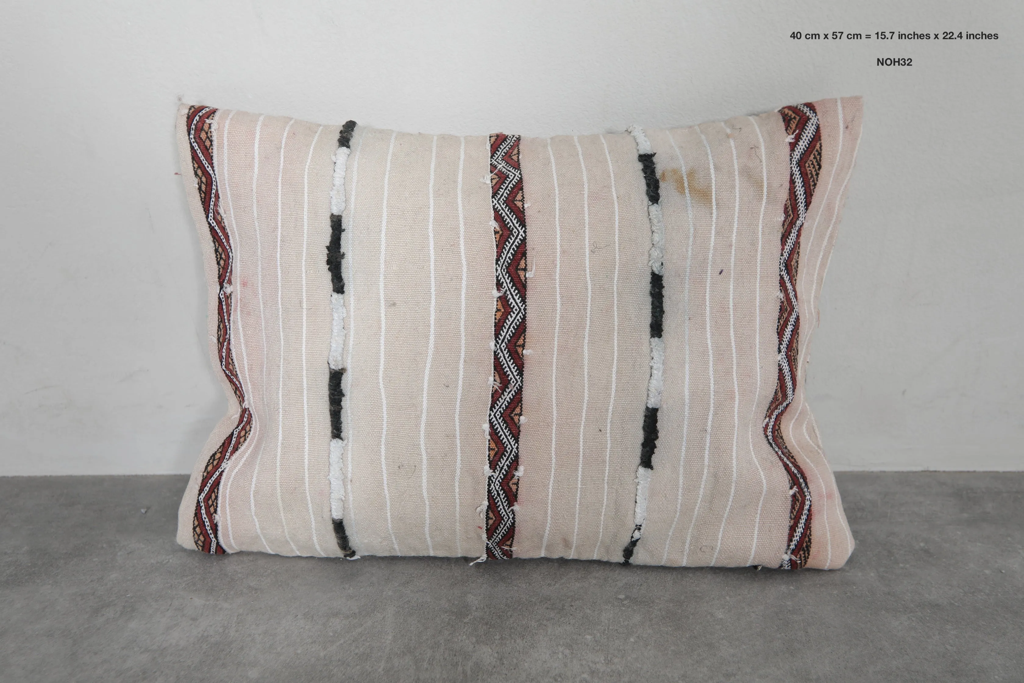 Handwoven Moroccan Striped Pillow - 15.7 x 22.4 Inches