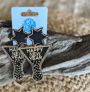 Happy New Year Martini Glass Earrings