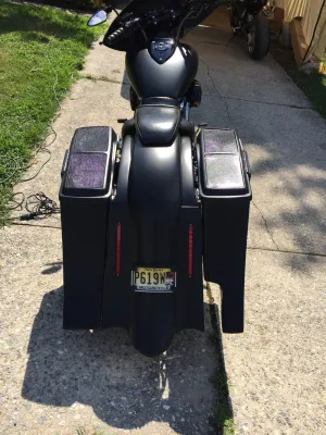 Harley Davidson 6" Extended Out And Down Saddlebags Custom Rear Fender with Right Side Cut Out - No Lids