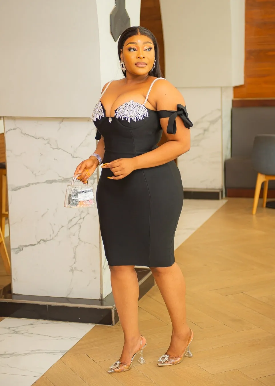 Heavenly Pearly Blings- Bandage Dress (NEW)