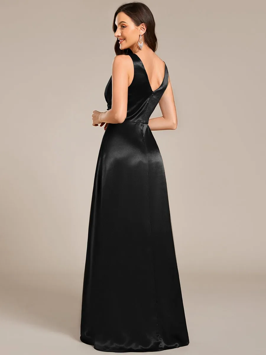 Heidi A line satin black wedding gown with pockets Express NZ wide