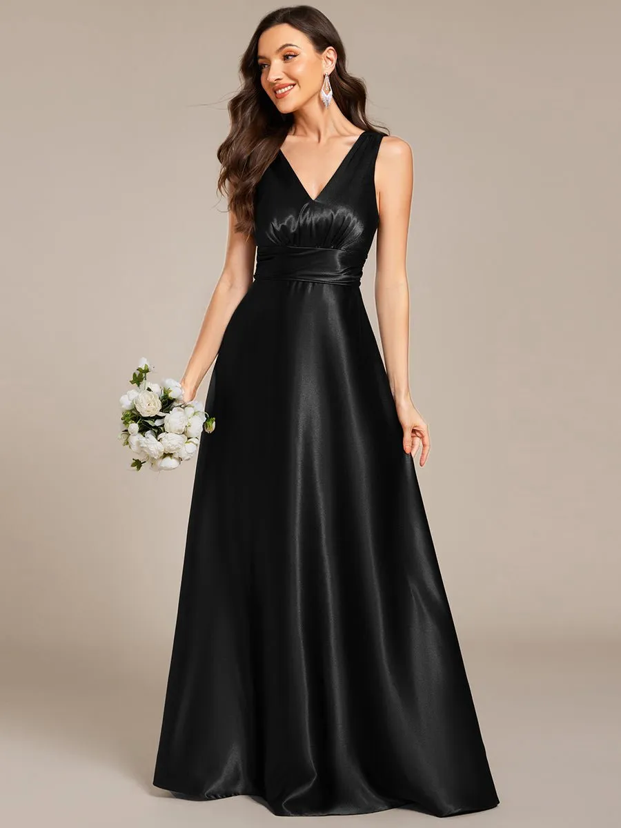 Heidi A line satin black wedding gown with pockets Express NZ wide