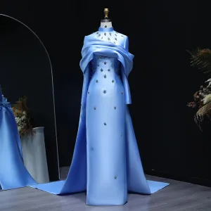 HELEN Luxury High Neck Long Sleeves Evening Dress with Overskirt