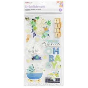Hello Baby Cardboard Embellishments - 15pk