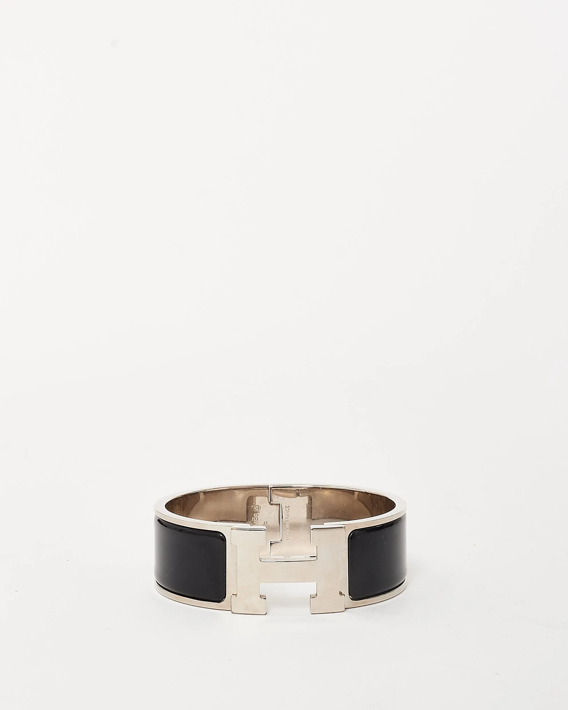 Hermès Black and Silver Enamel Clic Clac H Bracelet - PM