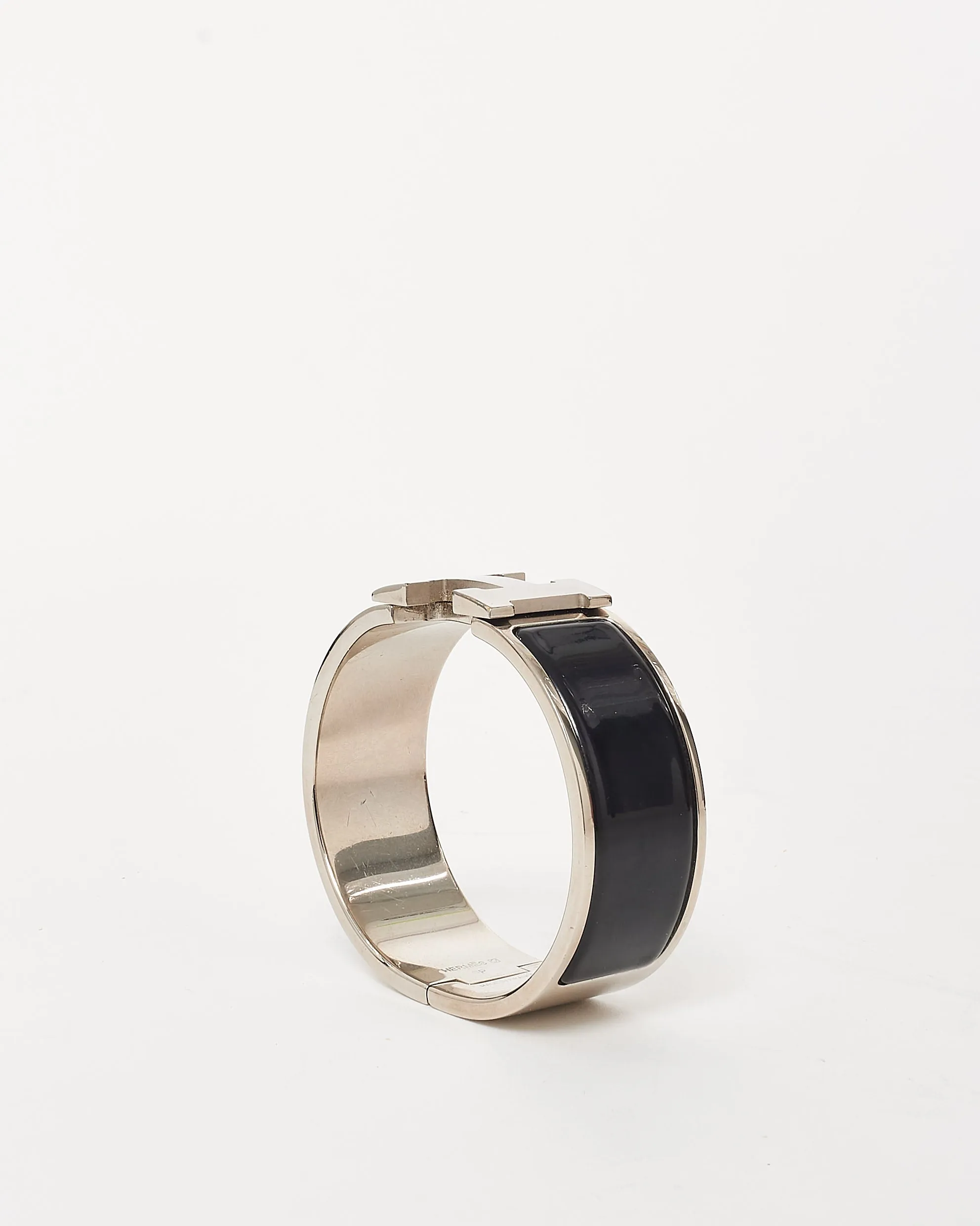 Hermès Black and Silver Enamel Clic Clac H Bracelet - PM