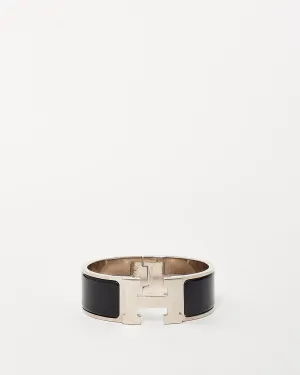 Hermès Black and Silver Enamel Clic Clac H Bracelet - PM