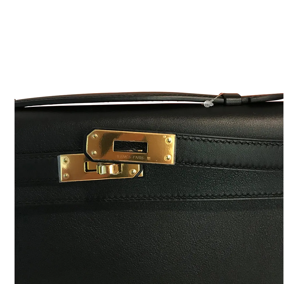 Hermès Kelly Cut Bag Noir Swift GHW