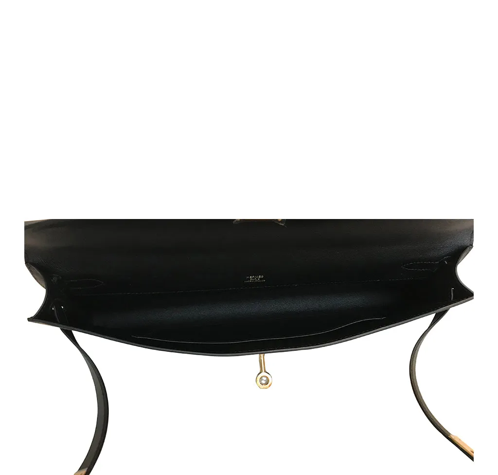 Hermès Kelly Cut Bag Noir Swift GHW
