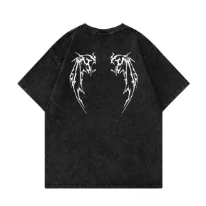 High Street Wings Print Washed T-Shirt