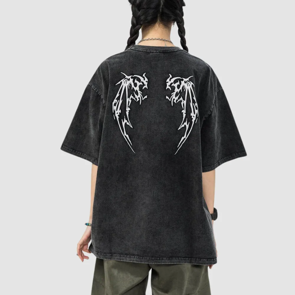 High Street Wings Print Washed T-Shirt