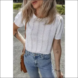 Holy Chic White Pointelle Knit! Puff Sleeves  😇 - Needful Things
