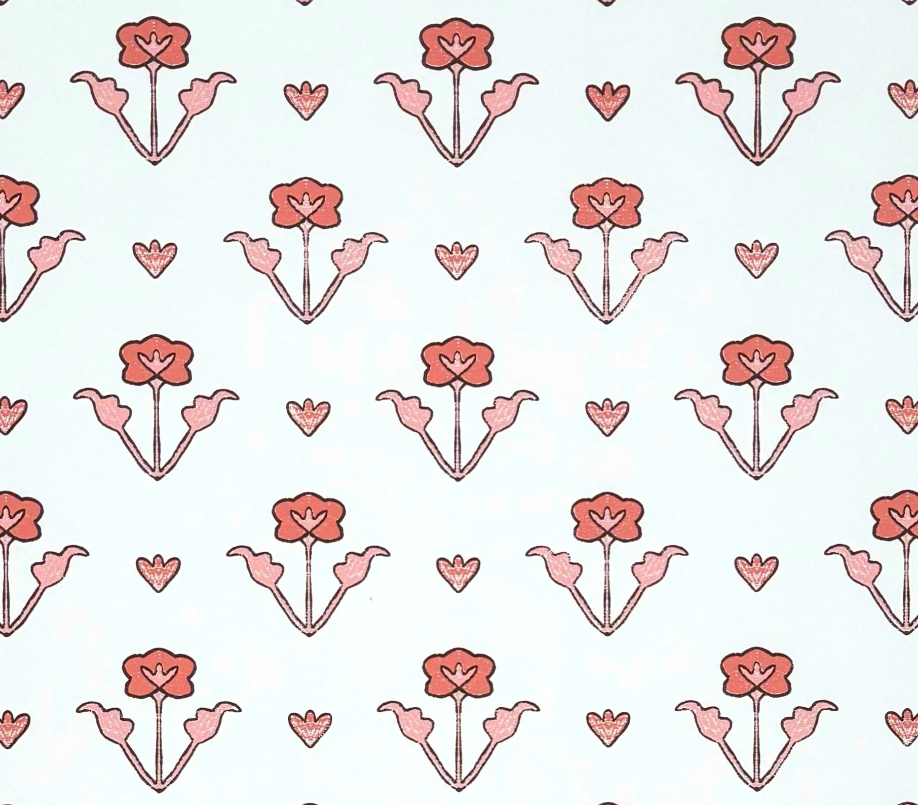 Home Couture Wallpaper: Clementine Allover - Custom Peach / Brown on White Paper