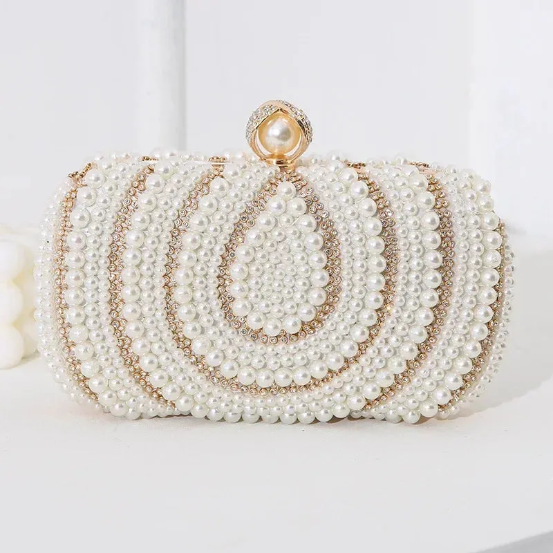 Hot Selling New Pearl Banquet Women's Bag, European and American Fashion Wedding Bag, Retro White Cheongsam Hand-held Square Bag