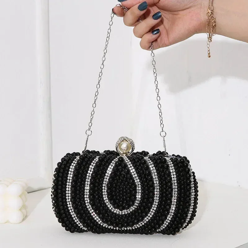 Hot Selling New Pearl Banquet Women's Bag, European and American Fashion Wedding Bag, Retro White Cheongsam Hand-held Square Bag