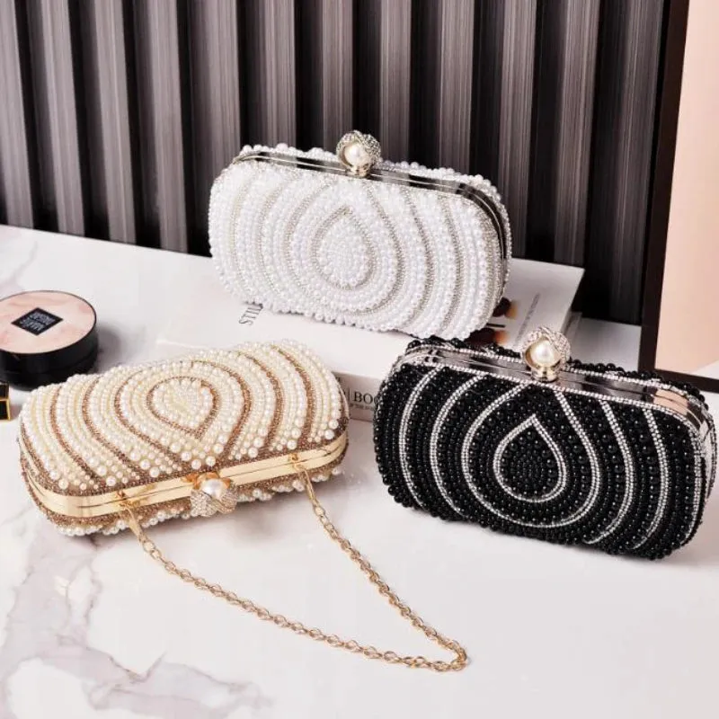 Hot Selling New Pearl Banquet Women's Bag, European and American Fashion Wedding Bag, Retro White Cheongsam Hand-held Square Bag