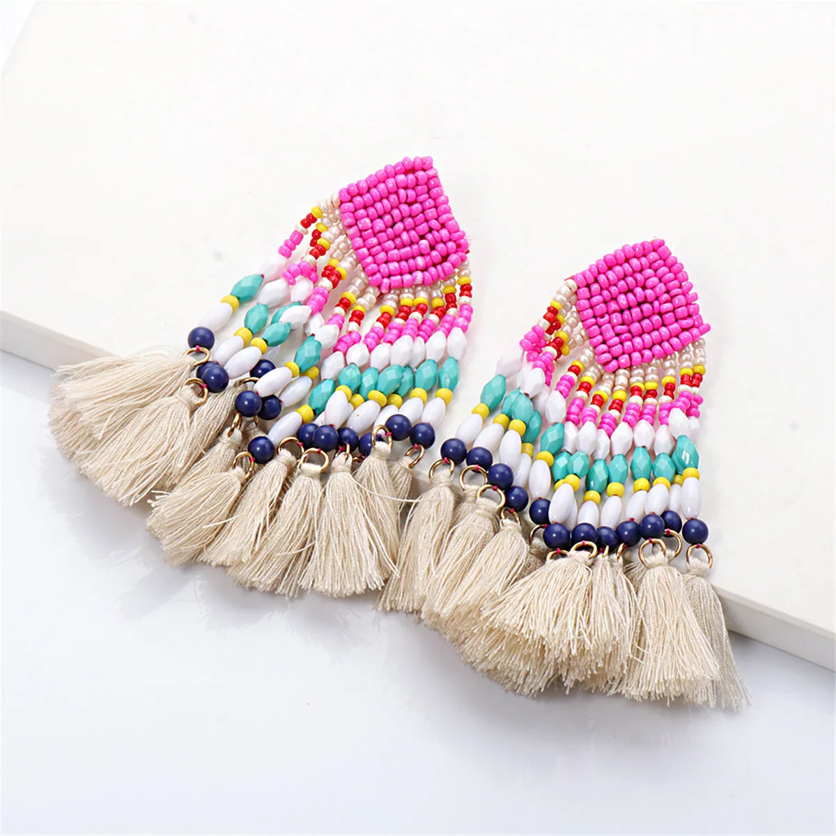 Howlite & Polyster 18K Gold-Plated Beaded Tassel Drop Earrings