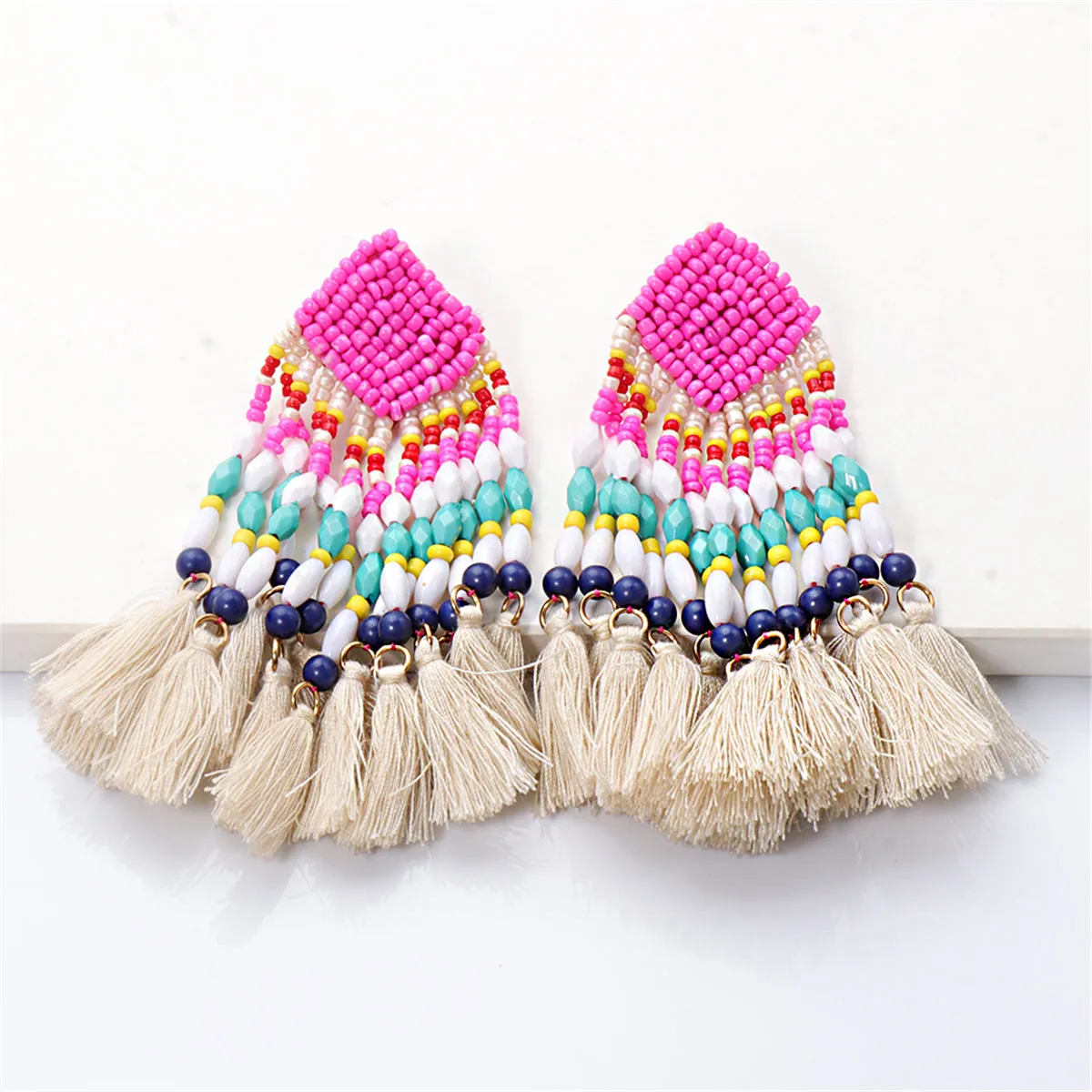 Howlite & Polyster 18K Gold-Plated Beaded Tassel Drop Earrings
