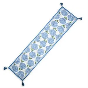 Hydrangea Table Runner with Tassel Accents