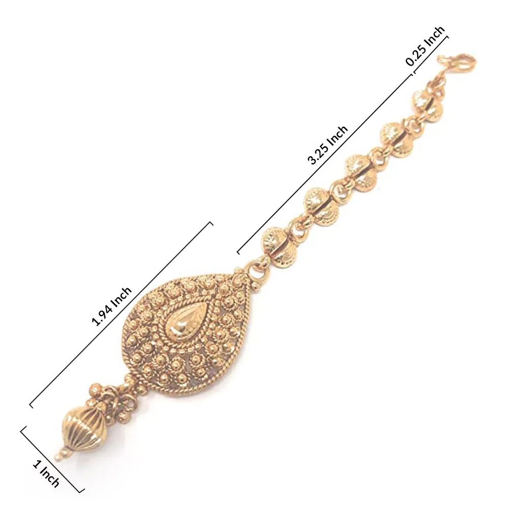 Indian Forehead Traditional Gold Plated Handmade Maang Tika Party Dance Hair Headpiece For Women Girls - Duel On Jewel