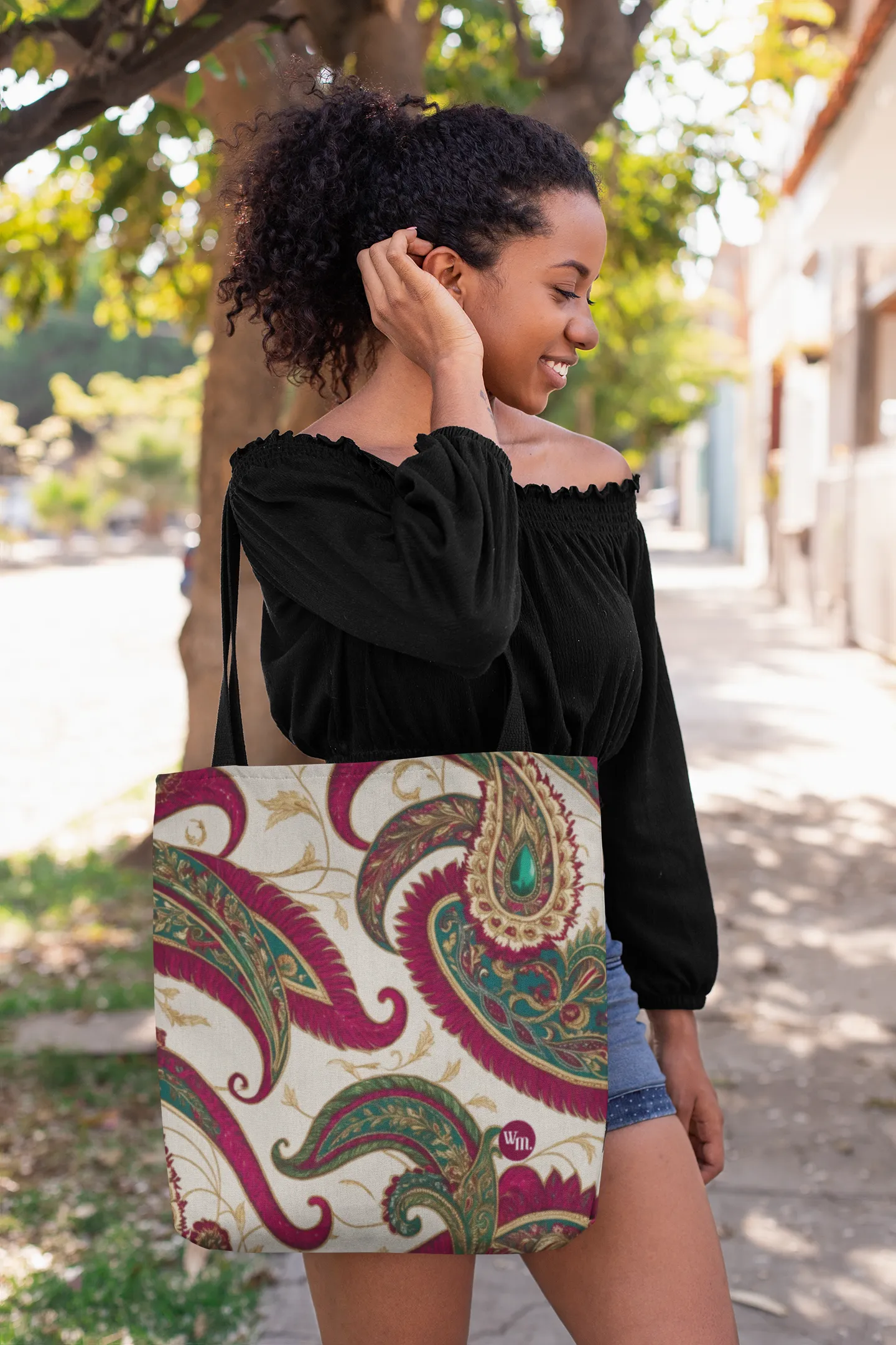 Indian Paisley Feather Tote